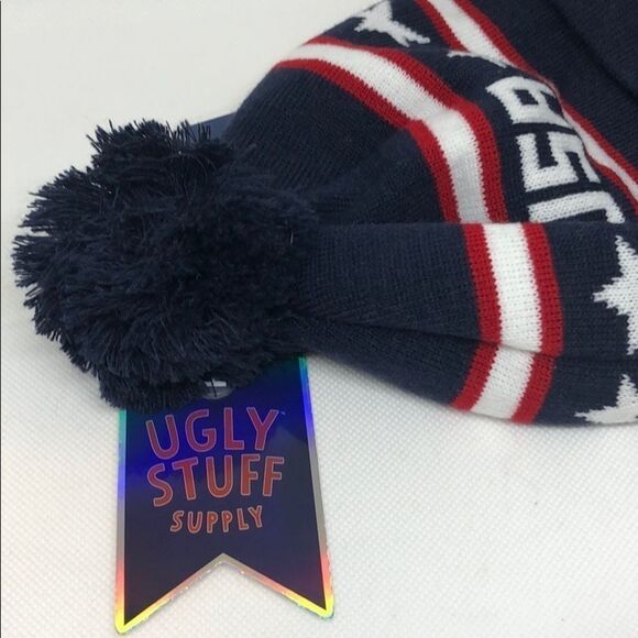 NWT, Ugly Stuff USA Beanie with Pom Pom, OS - Picture 3 of 5
